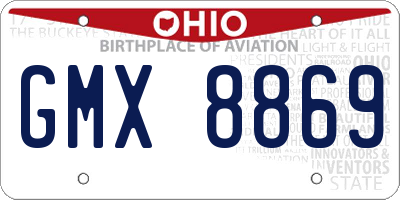 OH license plate GMX8869