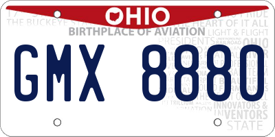 OH license plate GMX8880