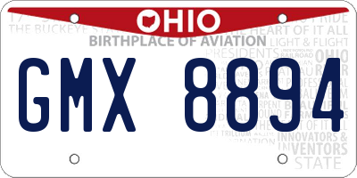 OH license plate GMX8894