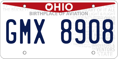 OH license plate GMX8908
