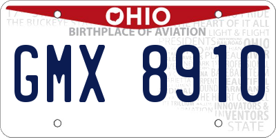 OH license plate GMX8910