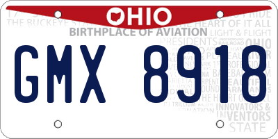 OH license plate GMX8918