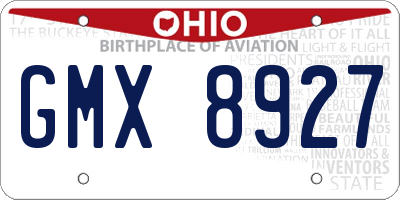 OH license plate GMX8927