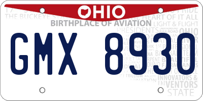 OH license plate GMX8930