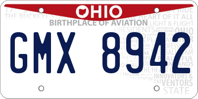 OH license plate GMX8942