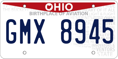 OH license plate GMX8945