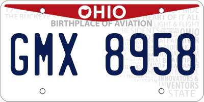 OH license plate GMX8958