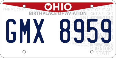OH license plate GMX8959