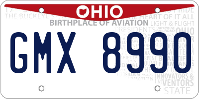 OH license plate GMX8990