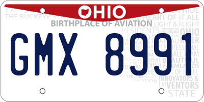 OH license plate GMX8991