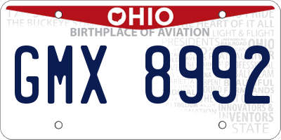 OH license plate GMX8992