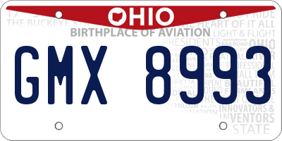 OH license plate GMX8993
