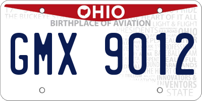 OH license plate GMX9012