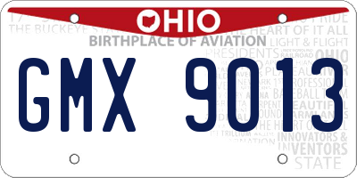OH license plate GMX9013