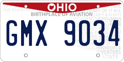 OH license plate GMX9034