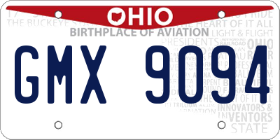 OH license plate GMX9094