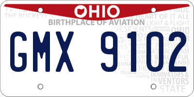OH license plate GMX9102