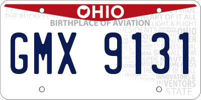 OH license plate GMX9131
