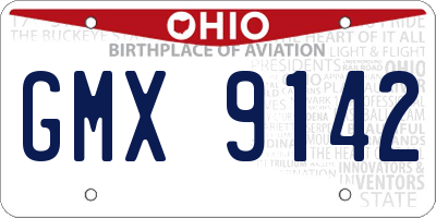 OH license plate GMX9142