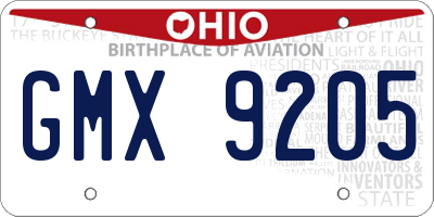 OH license plate GMX9205