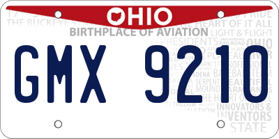OH license plate GMX9210