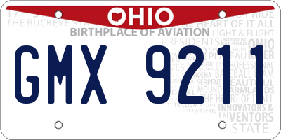 OH license plate GMX9211