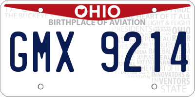OH license plate GMX9214