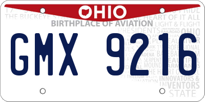 OH license plate GMX9216