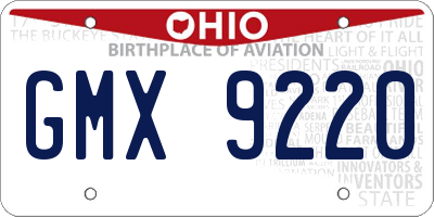 OH license plate GMX9220