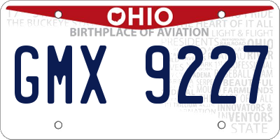 OH license plate GMX9227