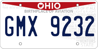 OH license plate GMX9232