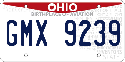OH license plate GMX9239