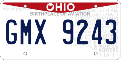 OH license plate GMX9243