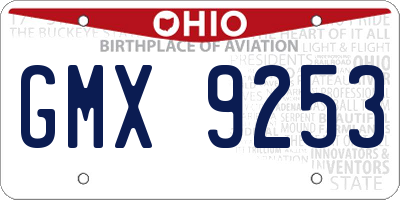 OH license plate GMX9253