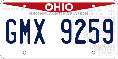 OH license plate GMX9259