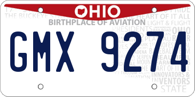 OH license plate GMX9274