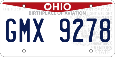 OH license plate GMX9278