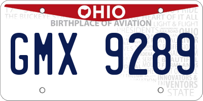 OH license plate GMX9289