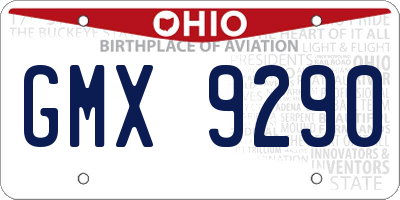 OH license plate GMX9290
