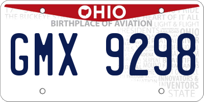 OH license plate GMX9298