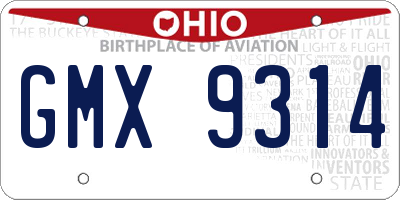 OH license plate GMX9314