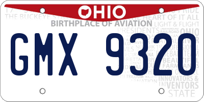 OH license plate GMX9320