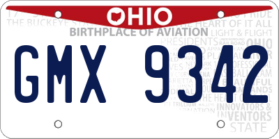 OH license plate GMX9342