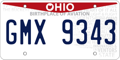 OH license plate GMX9343