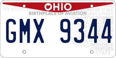 OH license plate GMX9344
