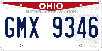 OH license plate GMX9346
