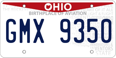 OH license plate GMX9350