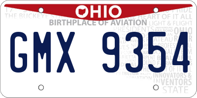 OH license plate GMX9354