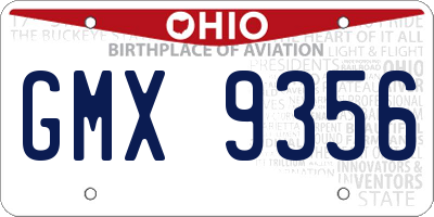 OH license plate GMX9356