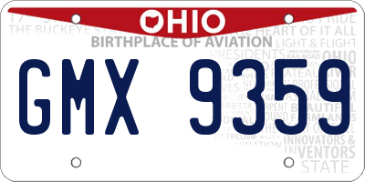 OH license plate GMX9359